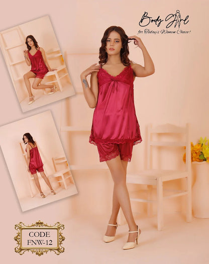 Body Girl Exquisite 2-Piece Short Cami Ultimate Comfort Nightwear Set for Girls & Women