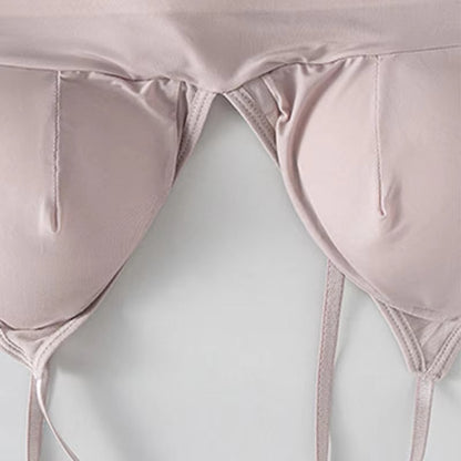 Comfortable Light Padded Bra and Panty Set with V-Neck Style