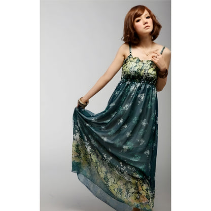 Women’s Exotic Long Chiffon Floral Summer Elegant Loose Dress