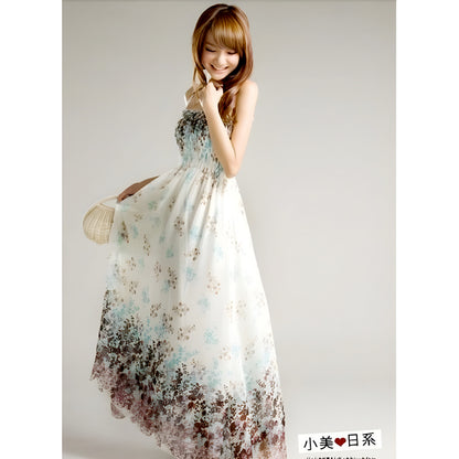Women’s Exotic Long Chiffon Floral Summer Elegant Loose Dress