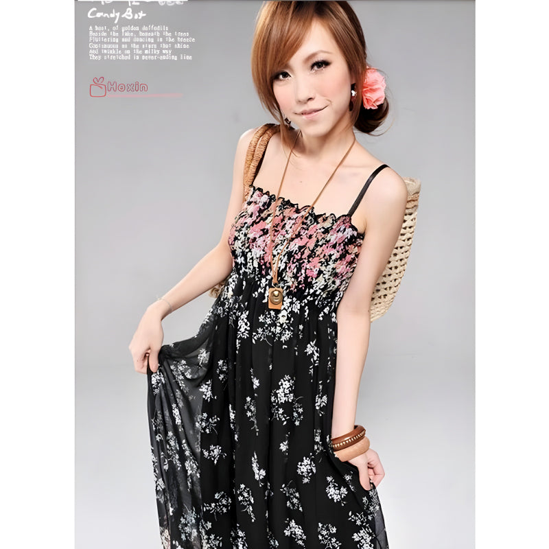 Women’s Exotic Long Chiffon Floral Summer Elegant Loose Dress