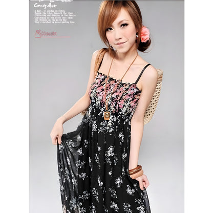 Women’s Exotic Long Chiffon Floral Summer Elegant Loose Dress