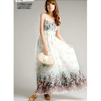 Women’s Exotic Long Chiffon Floral Summer Elegant Loose Dress