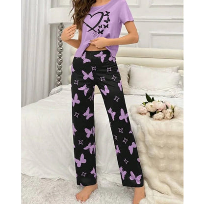 Sweet Dreams Collection Soft And Cozy Heart And Butterfly Printed Nightwear Set for Women