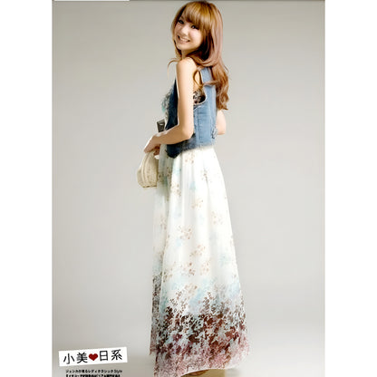 Women’s Exotic Long Chiffon Floral Summer Elegant Loose Dress