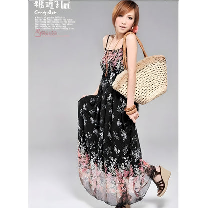 Women’s Exotic Long Chiffon Floral Summer Elegant Loose Dress