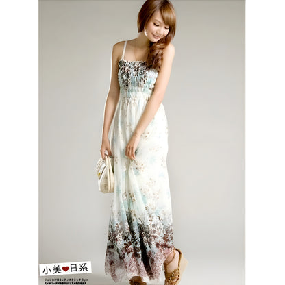 Women’s Exotic Long Chiffon Floral Summer Elegant Loose Dress