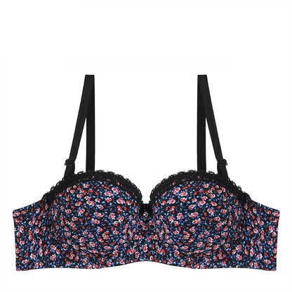 Stylish Floral Delight Adjustable Straps Breathable Padded Push-Up Bra