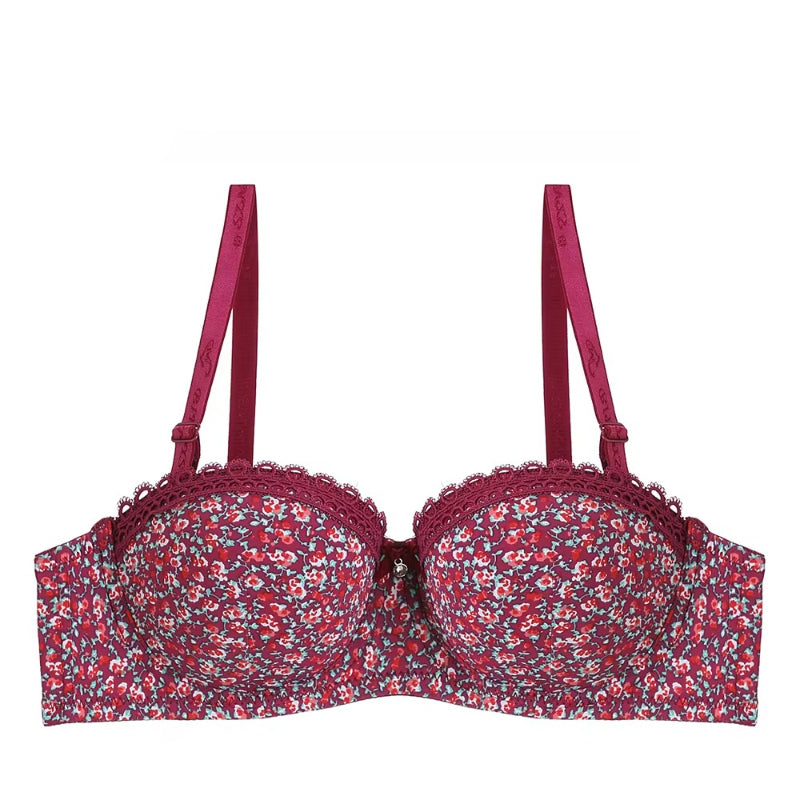 Stylish Floral Delight Adjustable Straps Breathable Padded Push-Up Bra