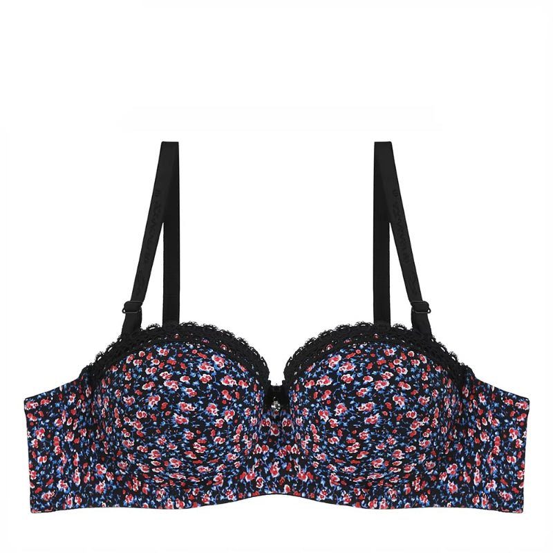 Stylish Floral Delight Adjustable Straps Breathable Padded Push-Up Bra
