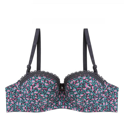 Stylish Floral Delight Adjustable Straps Breathable Padded Push-Up Bra