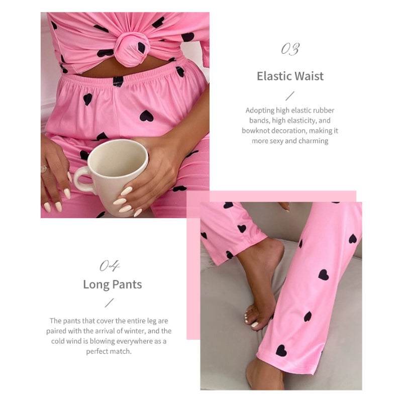 Adorable Soft Pink Nightdress with Playful All-Over Black Heart Prints