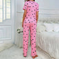 Adorable Soft Pink Nightdress with Playful All-Over Black Heart Prints