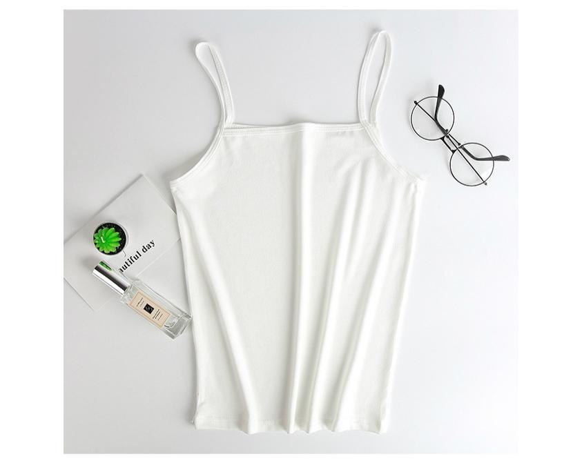 Women Camisole Slim Stretchy Spaghetti Strap Sleeveless O-Neck Basic Plain Vest Tops